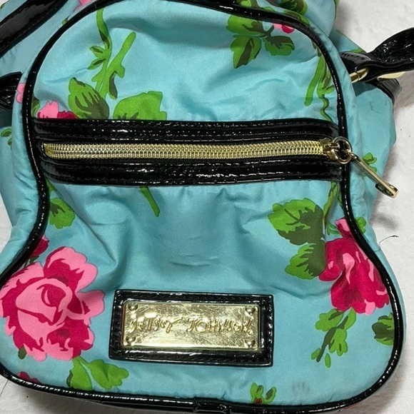 Betsey Johnson Turquoise & Pink Floral Satchel Handbag - Picture 6 of 16